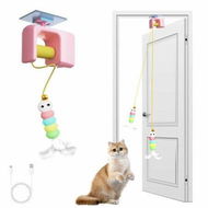 Detailed information about the product Interactive Automatic Cat Toy for Indoor Cats, Electric Door Hanging Toy with Feather Plush Caterpillar for Kittens Fun Chase & Exercise (Pink)