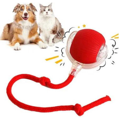 Interactive Cat Dog Ball, 360 Degree Automatic Rotating Ball with USB Charging for Cats and Dogs Color Red