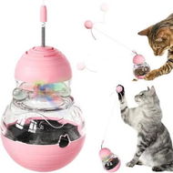 Detailed information about the product Interactive Cat Toy with Feeder, Gourd Tumbler Design with Teaser Wand, Ideal Gift for Kitten Exercise (Pink)
