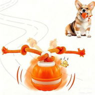 Detailed information about the product Interactive Dog Toys Balls, Electric Automatic Moving and Rolling Dog Toy with Rope for Dogs, Fun Smart Puppy Toy for Boredom & Training (Orange)