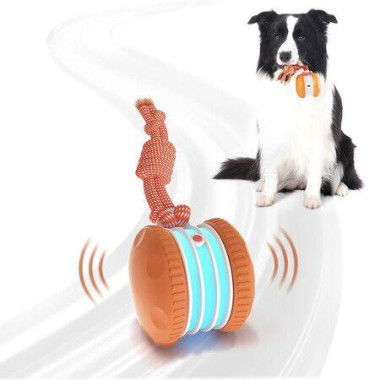 Interactive Dog Toys, Random Path Electric Automatic Moving and Rolling Dogs Toy with Rope for Dogs, Motion-Activated Dog Stimulation Toy (Orange)