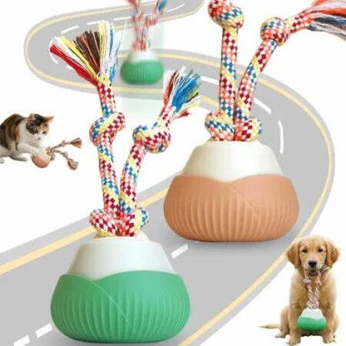 Interactive Dog Toys,Automatic Moving Interactive Cat Toy with 3 Speed Modes,USB Rechargeable Smart Motion Rolling Ball with Tail Rope(Green+Orange)