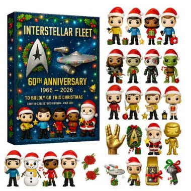 INTERSTELLAR FLEET 60th 2D Christmas Advent Calendar 24 Pairs Blind Box Xmas Tree Ornaments Funny Figure Daily Surprises New Year Holiday Party Decor