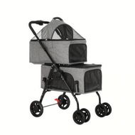 Detailed information about the product i.Pet Pet Stroller 2-tier Dog Pram Large Cat Carrier Travel Pushchair Foldable