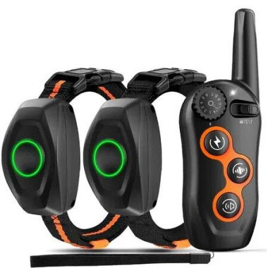 IPX7 Waterproof Anti Bark 2 Dogs Electric Shock Collar with 1300ft Remote Range Training Control, Beep Vibration Shock 3 Training Modes, Rechargeable Ecollar for Small Medium Large Dogs