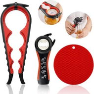 Detailed information about the product Jar Opener Bottle Opener for Weak Hands, Multi Function Can Opener Bottle Opener Kit with Silicone Handle Easy to Use for Children Elderly, Red