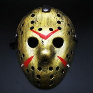 Detailed information about the product Jason Mask Friday The 13th Halloween Cosplay Mask Masquerade Horror Mask Christmas With Adjustable Straps Dark Gold