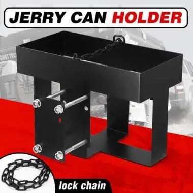 Jerry Gas Can Holder Metal Lockable Fuel Jug Petrol Container Rack Bracket Liquid Carrier Toolbox for Camper Caravan Trailer Black