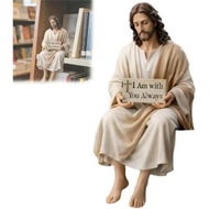 Detailed information about the product Jesus Resin Desk Companion Figurine,Handmade Sitting Design Jesus Christ Statue,I Am with You Always Sign Jesus Statue Decor,Home Office Table Decor