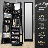 Detailed information about the product Jewellery Organiser Makeup Storage Cabinet Mirror Armoire 360 Degree Rotating Wood Necklace Earring Ring Holders