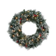 Detailed information about the product Jingle Jollys 60cm Christmas Wreath LED Lights Snowy Berries Garland Party Decor