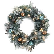 Detailed information about the product Jingle Jollys 60cm Christmas Wreath with LED Lights Snowy Garland Xmas Decor