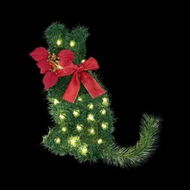 Detailed information about the product Jingle Jollys Cat Christmas Wreath Pre-lit 20 LED Xmas Decor Bow Flower 35x30cm