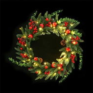 Detailed information about the product Jingle Jollys Christmas Wreath 60CM LED Garland Berries Pine Cones Party Decor