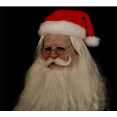 Jolly Christmas Disguise: Complete Santa Claus Costume with Latex Mask, Wig, Beard, and Outdoor Ornament for a Festive Holiday Look (Male)