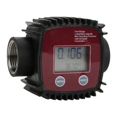 K25 1in Internal Thread Water Sensor Meter, Digital Display Flowmeter for Gasoline, Chemical Liquid (Red)