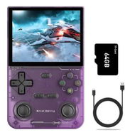 Detailed information about the product K36 Handheld Game Console 3.5In 640*480 IPS OCA Screen 3500mAh RK3326 Opensource System Purple Transparent