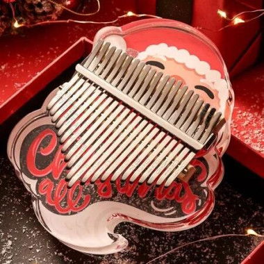 Kalimba Thumb Piano 21 Key with EVA Protective Case Full Kit, Santa Claus Shape Transparent Crystal Kalimba 21 Key