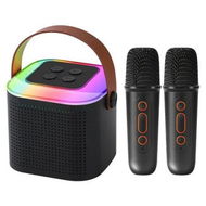 Detailed information about the product Karaoke Machine Portable Mini Bluetooth Speaker Entertainment 2 Wireless Mics Family Birthday Party Gift Toys Home Singing Celebration Black