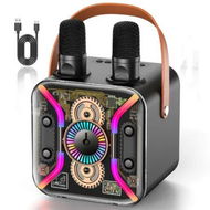 Detailed information about the product Karaoke Machine Two Wireless Microphone PA System Bluetooth Speaker Bass Treble TF Card USB AUX TV Party Birthday,Black