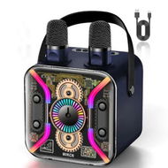 Detailed information about the product Karaoke Machine Two Wireless Microphone PA System Bluetooth Speaker Bass Treble TF Card USB AUX TV Party Birthday,Blue