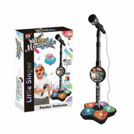 Detailed information about the product Karaoke Microphone Musical Stand Children Amplifying Music Bracket Singing Toy Lights Pedal Flashing Performance Playtime Fun Black