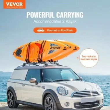 Kayak Roof Rack 2 Pairs J-Bar, Soft Roof Rack, Top Mount Tie Down, Carrier for kayak, Surf Board, Canoe, SUP, Ski Board, Mount on Car, SUV, Truck, 2 Kayaks