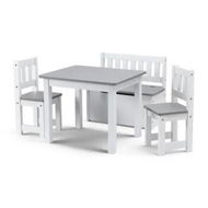 Detailed information about the product Keezi 2 in 1 Kids Table and Chair Set, Activity Table with Storage Bench and 2 Chairs for Reading, Drawing, Writing, Snack Time & Arts Crafts, 4 PCS Toddler Table and Chair Set, Grey