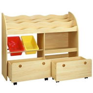 Detailed information about the product Keezi 3 Tiers Kids Bookshelf Storage Children Bookcase Toy Box Organiser Display