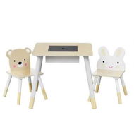 Detailed information about the product Keezi 3PCS Kids Table and Chairs Set Activity Desk Chalkboard Toy Hidden Storage