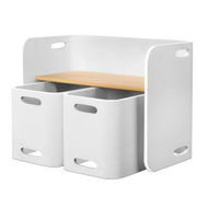 Detailed information about the product Keezi 3PCS Kids Table and Chairs Set Multifunctional Storage Desk White