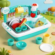 Detailed information about the product Keezi Kids Kitchen Play Set Play Pretend Sink Dishwasher Toys Green