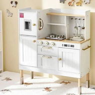 Detailed information about the product Keezi Kids Kitchen Play Set Wooden Pretend Toys Cooking Children Storage Golden