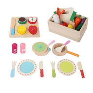 Detailed information about the product Keezi Kids Kitchen Play Set Wooden Pretend Toys Cooking Utensils Pots Pans Food