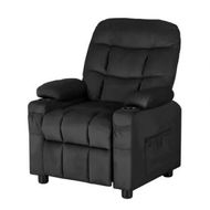 Detailed information about the product Keezi Kids Recliner Chair Black Velvet Sofa Lounge Couch Children Charis Armchair