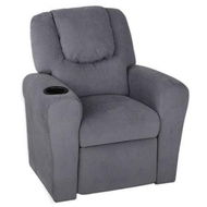 Detailed information about the product Keezi Kids Recliner Chair Grey Linen Soft Sofa Lounge Couch Children Armchair