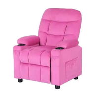 Detailed information about the product Keezi Kids Recliner Chair Pink Velvet Sofa Lounge Couch Children Charis Armchair