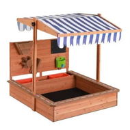 Detailed information about the product Keezi Kids Sandpit Wooden Canopy Sandbox With Cover Funnel Outdoor Toys 110cm