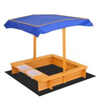 Detailed information about the product Keezi Kids Sandpit Wooden Sandbox Sand Pit with Canopy Water Basin Toys 103cm