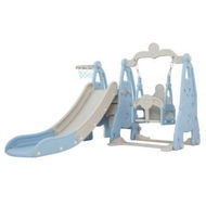 Detailed information about the product Keezi Kids Slide Swing Set Basketball Hoop Outdoor Playground Toys 170cm Blue