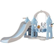 Detailed information about the product Keezi Kids Slide Swing Set Basketball Hoop Rings Outdoor Playground 170cm Blue