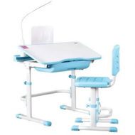 Detailed information about the product Keezi Kids Table and Chair Set Adjustable Study Desk w/ LED Lamp Reading Blue