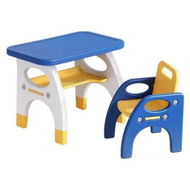 Detailed information about the product Keezi Kids Table and Chair Set HDPE Toddler Activity Play Set Blue/Yellow