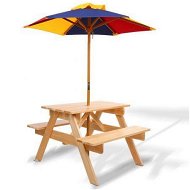 Detailed information about the product Keezi Kids Wooden Picnic Table Set with Umbrella