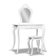 Detailed information about the product Keezi White Kids Vanity Dressing Table Stool Set Mirror Princess Children Makeup