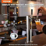 Detailed information about the product Kegerator Tower Kit, Dual Taps Beer Conversion Kit, Stainless Steel Keg Beer Tower Dispenser with Dual Gauge W21.8 Regulator & A-System Keg Coupler, Beer Drip Tray for Party Home