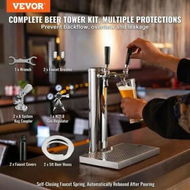 Detailed information about the product Kegerator Tower Kit, Dual Taps Beer Conversion Kit, Stainless Steel Keg Beer Tower Dispenser with Dual Gauge W21.8 Regulator & A-System Keg Coupler, Beer Drip Tray for Party Home