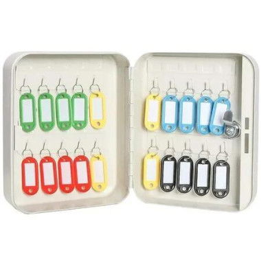 Key Cabinet Wall Mount,Locking Key Organizer,Key Lock Box with Key,Key Management,20 Key Hooks & Tags Key Lab,White