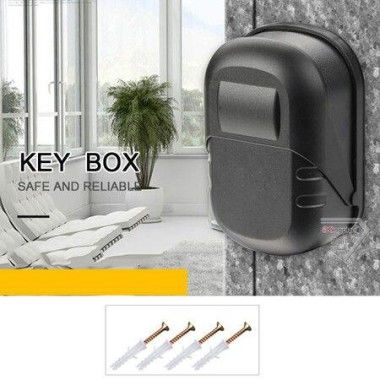 Key Lock Box Wall Mounted Aluminum alloy Key Safe Box 4 Digit Combination Key Storage Lock Box Indoor Outdoor Keys Storage Box Col Black