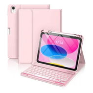 Detailed information about the product Keyboard Case for iPad A16 11th Generation 2025/10th Generation 2022(11/10.9 inch),7 Colors Backlit Detachable Folio Keyboard Cover with Pencil Holder,Pink